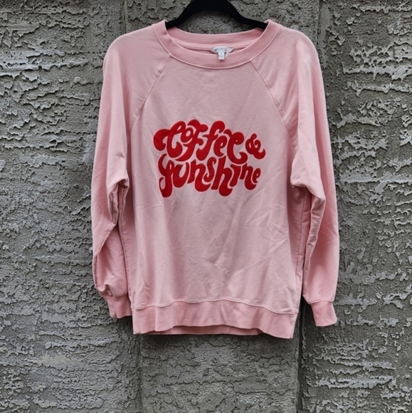 Wildfox Coffee & Sunshine‎ oversized boyfriend pullover red & pink sweatshirt - Picture 6 of 8
